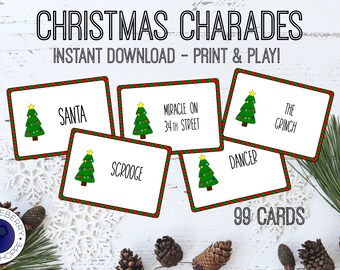 Christmas Charades | Christmas Party Game | Pictionary | Christmas Game for Families and Groups | Fun for Kids and Adults | Printable