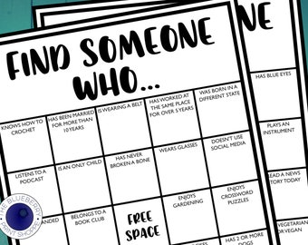 Icebreaker Bingo | 2 Find Someone Who Games | Human Bingo Party Game | Getting to Know You | Find the Guest | Mix and Mingle | Team Building