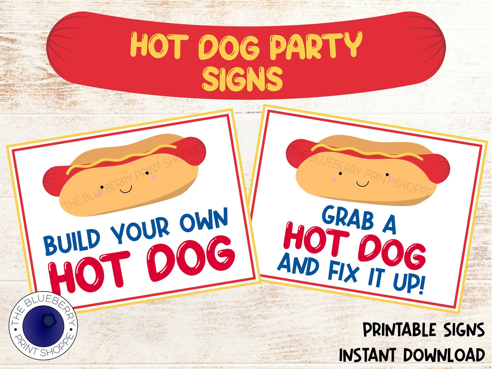 Hot Dog Party Signs PRINTABLE Hot Dog Bar Condiment Labels - Etsy