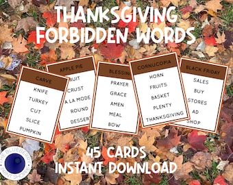 Thanksgiving Forbidden Words | Classroom Game | Class Party | Family Fun | Date Night | Friendsgiving | Printable