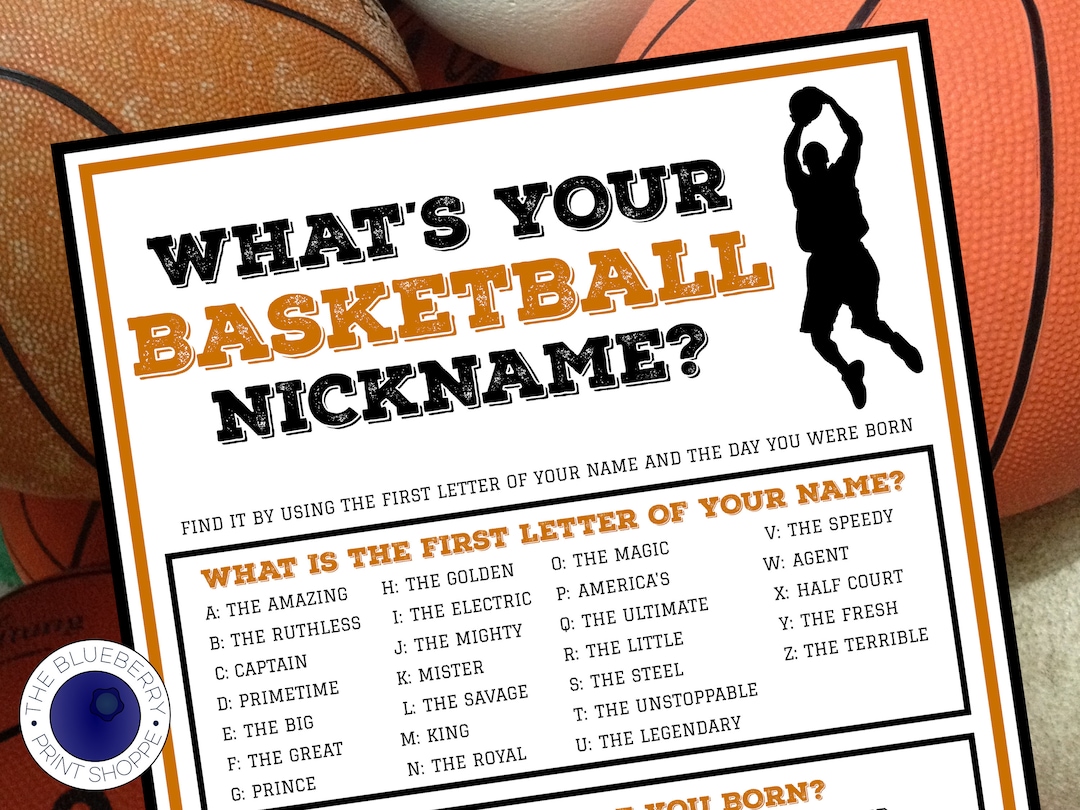 What's Your Basketball Nickname Game WITH NAMETAGS SIGN Basketball