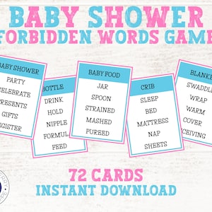 Baby Shower Forbidden Words | Baby Shower Game | Gender Reveal Party | Fun Baby Shower Activity | Guess My Word | Printable