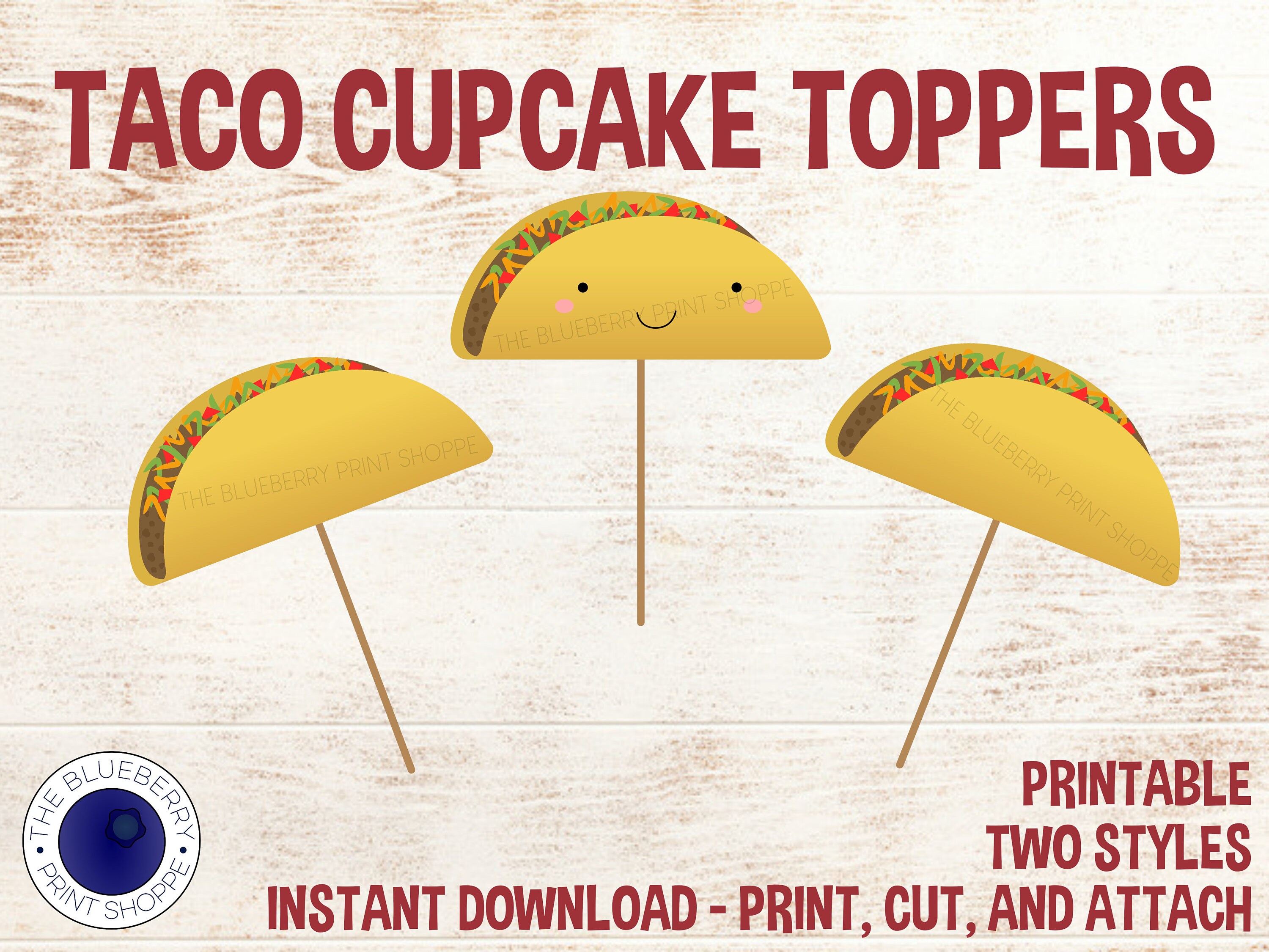 Taco Cupcake Toppers PRINTABLE Taco Bar Taco Party Etsy Canada