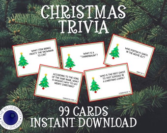 Christmas Trivia Game - Christmas Trivia Cards - Christmas Party Game - Holiday Trivia Card Game - Christmas Party Activity - Printable