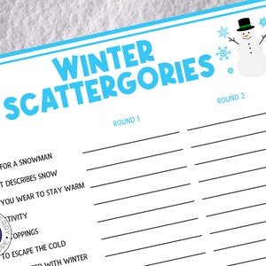 Winter Scattergories -  [PRINTABLE] - Holiday Party Game - Classroom Fun