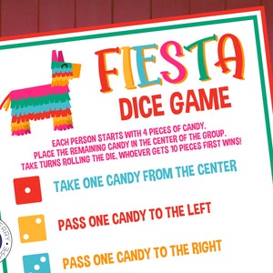 Fiesta Dice Game | Fun Fiesta Party Game |  Cinco de Mayo Game | Pinata Alternative | Printable Game