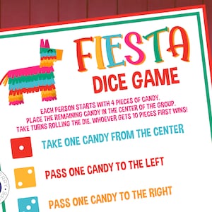 Fiesta Dice Game | Fun Fiesta Party Game |  Cinco de Mayo Game | Pinata Alternative | Printable Game