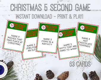 Christmas Game | 5 Second Game | Christmas Party Game | Christmas Activity | Christmas Trivia | Printable