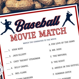 Gioco di partite di film di baseball con risposte / Gioco di società di baseball / Curiosità sul baseball / Stampabile