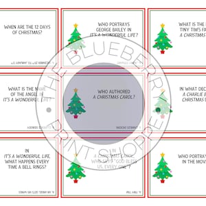 Christmas Trivia Game Christmas Trivia Cards Christmas Party Game Holiday Trivia Card Game Christmas Party Activity Printable image 2