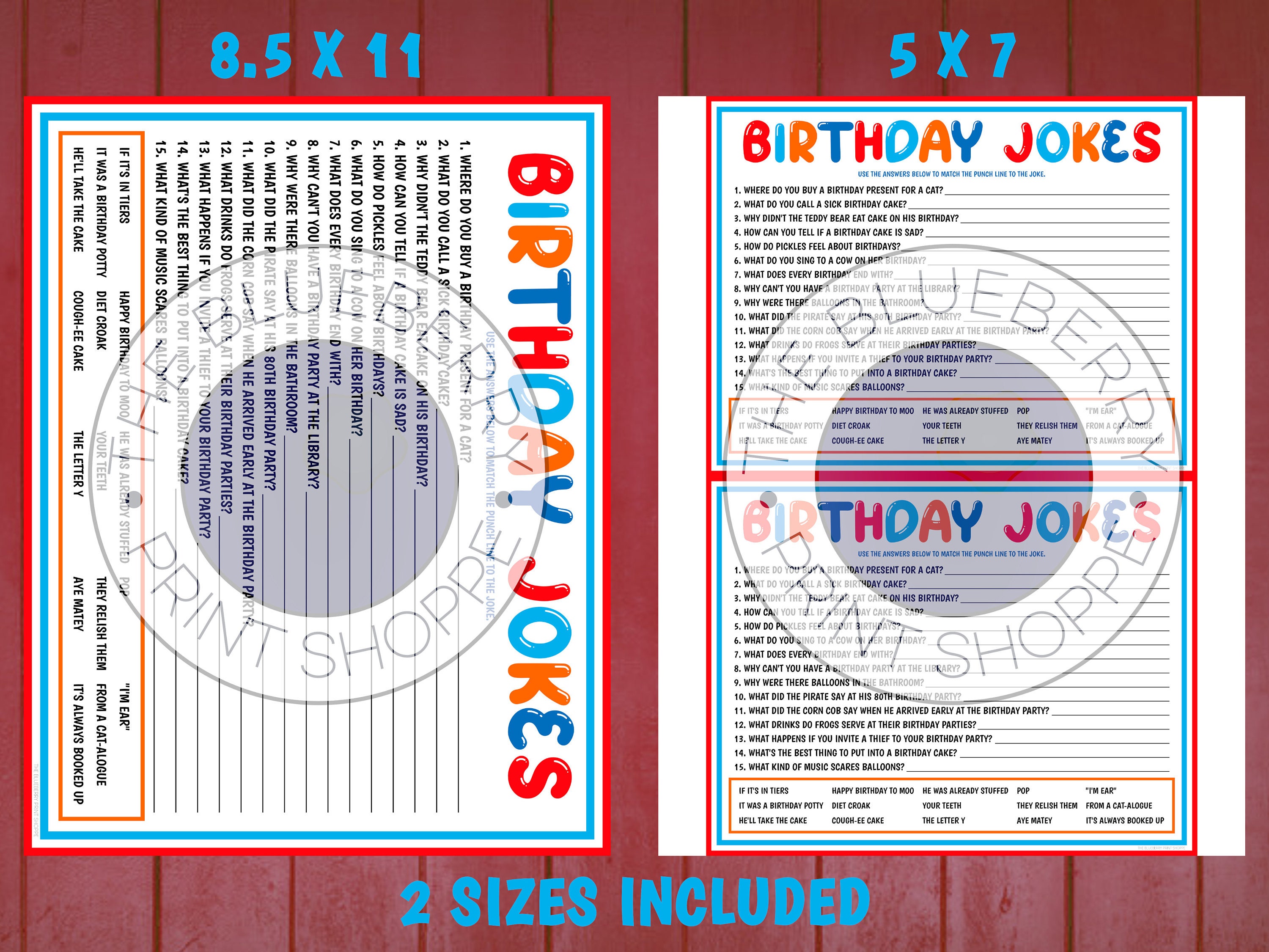 Birthday Jokes Fun Printable Birthday Game for Kids and - Etsy