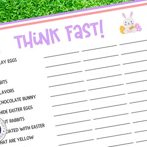 Easter Think Fast Game, Trivia,  Printable Easter Game for adults, Classroom Game, Fun Easter activity for kids, Spring game, Office Game