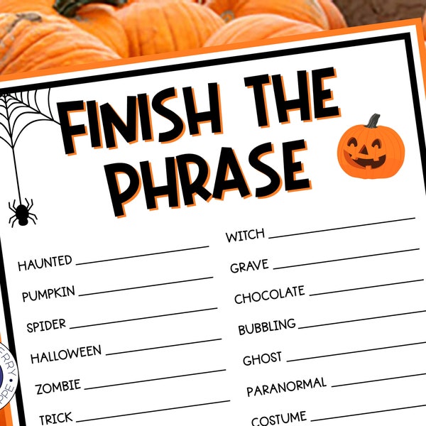 Halloween Finish the Phrase Game | Halloween Party Game | Fun Party Activity for All Ages | Halloween Game for Couples or Groups | Printable