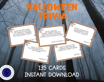 Trivia de Halloween / 135 preguntas / Divertido juego de fiesta de Halloween / Trivia de películas de terror / Noche de juegos de Halloween / Juego imprimible de Halloween