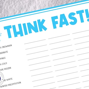Winter Think Fast Game | Winter Trivia | Winter Game Printable | Winter Party | Snow Day