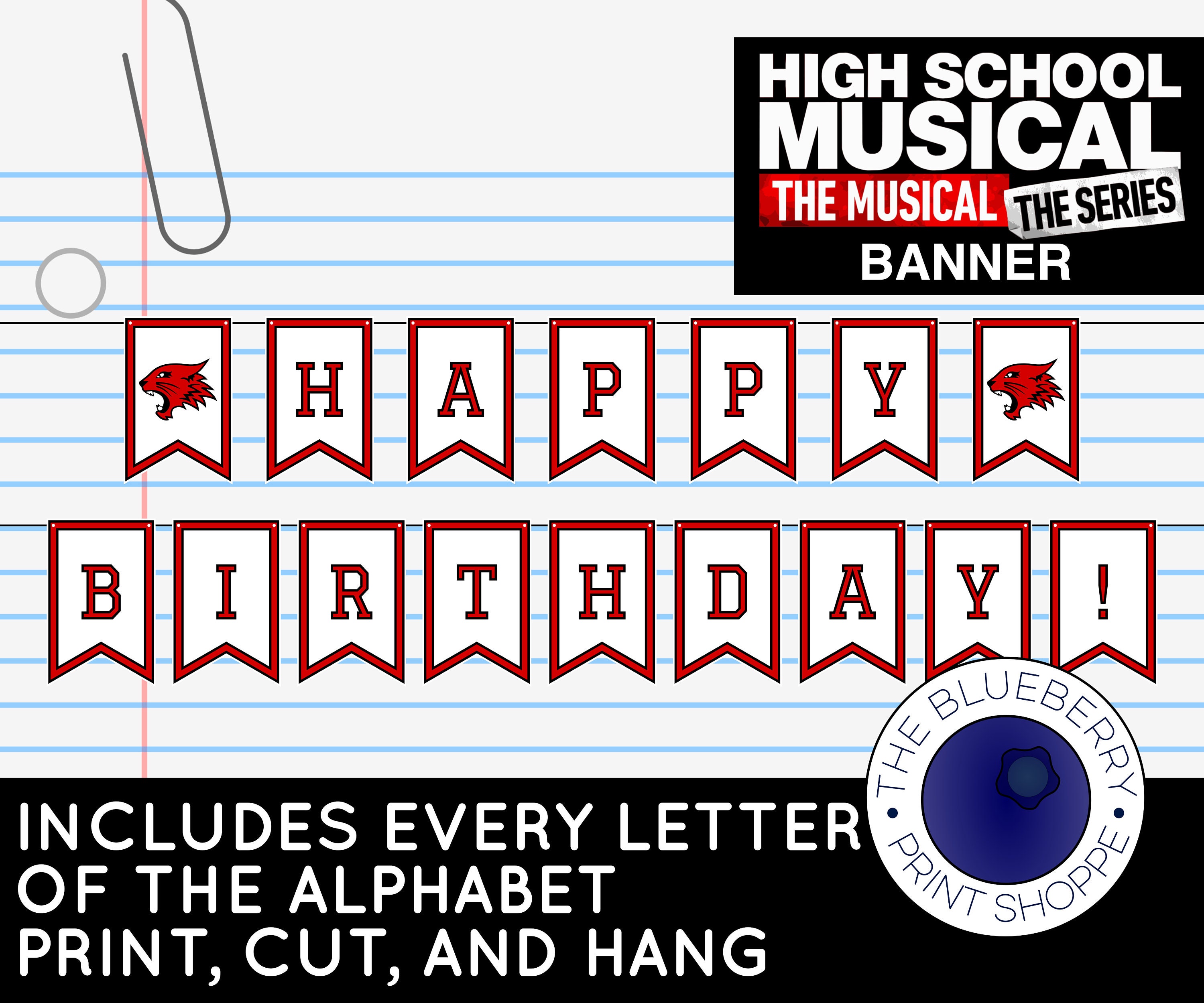 High School Musical Banner HSMTMTS Alphabet Banner East High Wildcats  High School Musical Party Decor Birthday Printable Banner