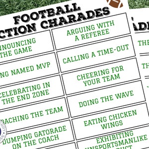 Voetbalwedstrijd | Voetbalactie Charades | Pictionarium | 32 kaarten | Superbowl | Voetbalfeest | Speldag | Groot spel | Afdrukbaar spel