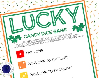 St. Patrick's Day Candy Dice Game | Saint Patrick's Day Party Game | St Patricks Day | St. Paddy's Day | Printable Fun