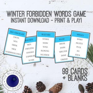 Winter Forbidden Words Game - Printable Game - Classroom Game - Party Game - Snow Day Fun