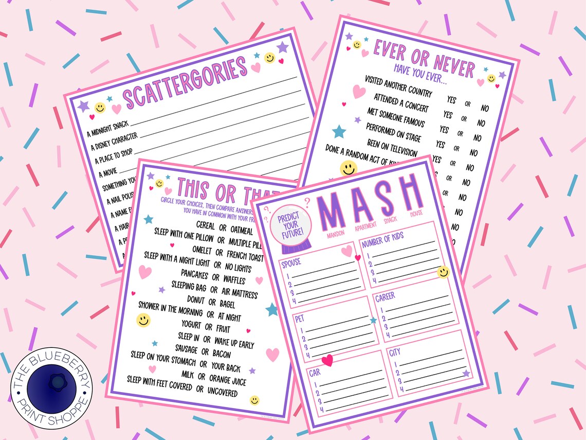 Slumber Party Games Teen Girls Sleepover Games 8 Slumber - Etsy