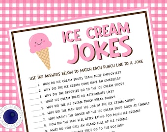 Ice Cream Jokes | Ice Cream Party Game | Ice Cream Social | Summer Party Game | Sundae Bar | Printable Game