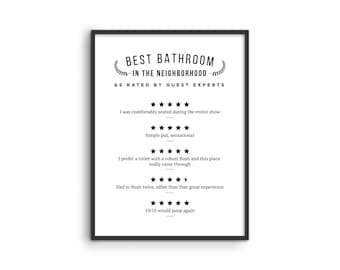 Funny Bathroom Print: Guest Review Sign - Haus and Hues