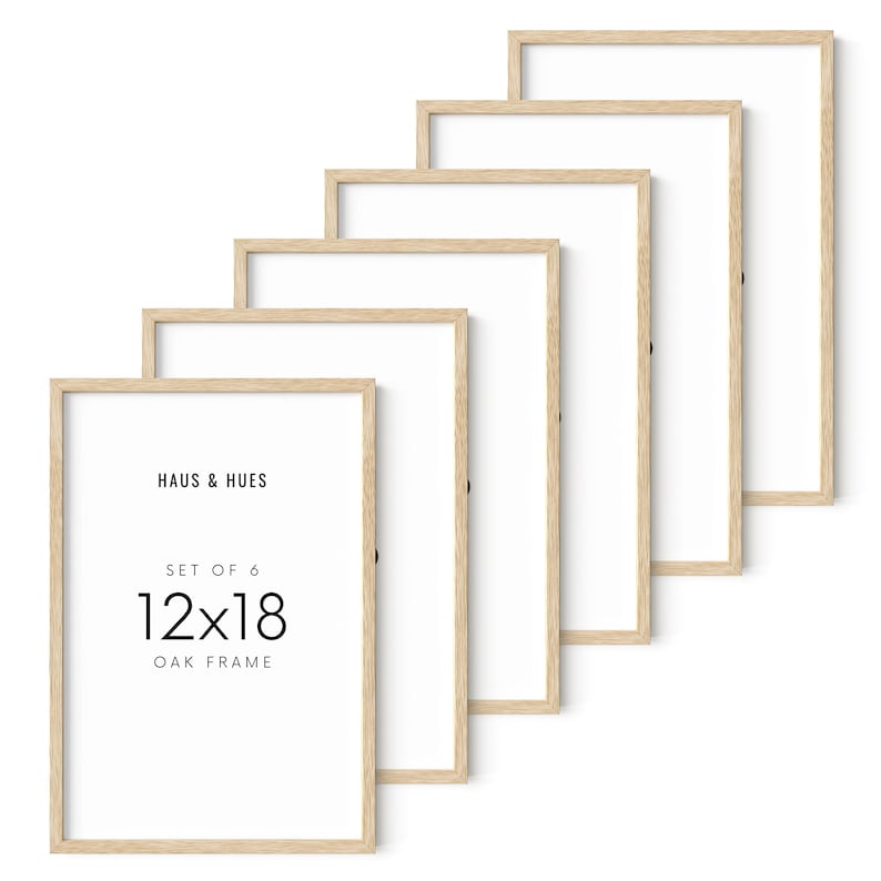 Haus and Hues 12 by 18 Picture Frame Set of 1 12 x 18 Poster Frame, 18x12 Light Wood Frame, 12x18 Frame, 12 x 18 Frame Natural Wood 12x18 Beige set of 6