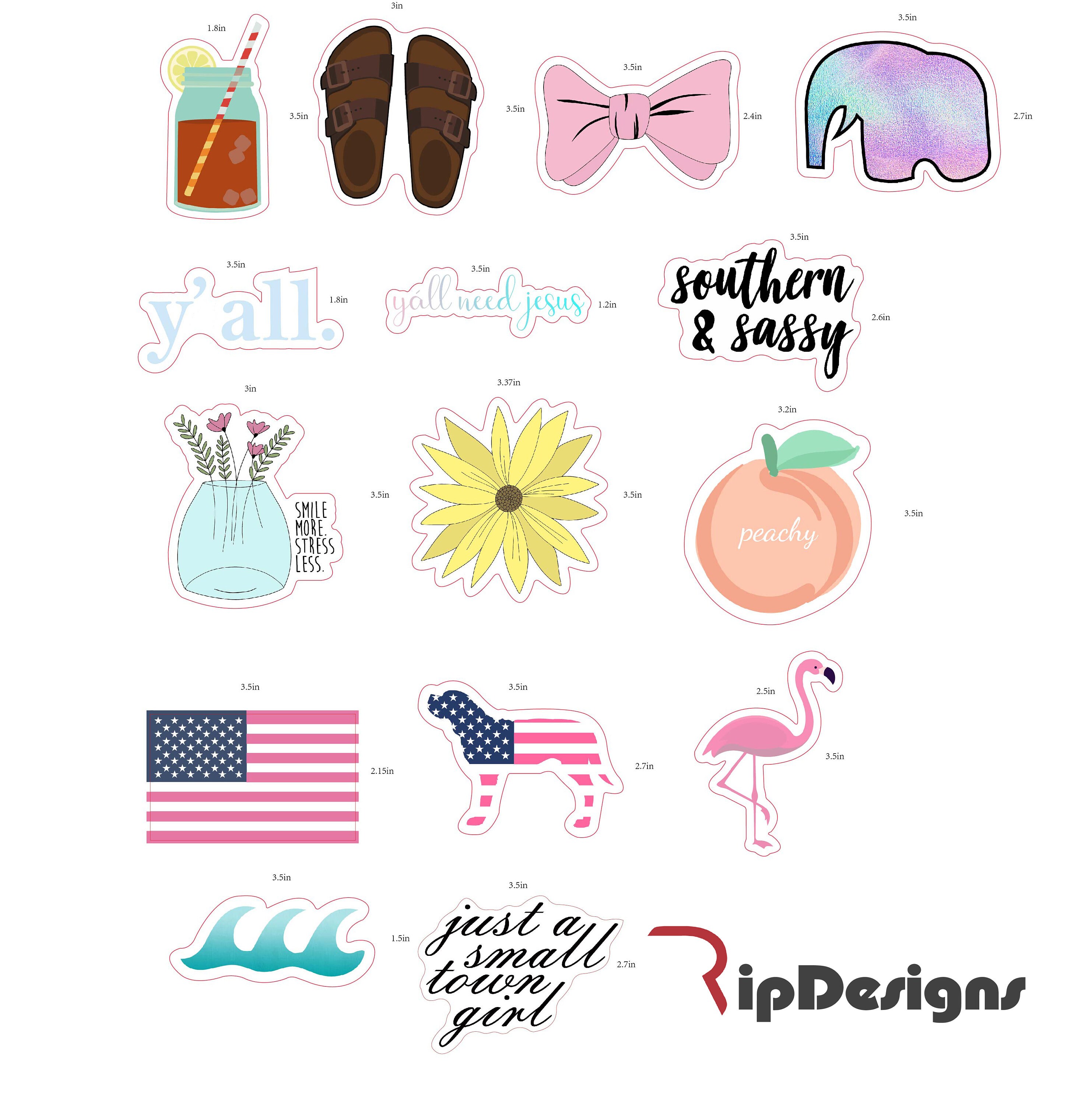 20 Pack Preppy and Trendy Hydro Flask Stickers for Water Etsy