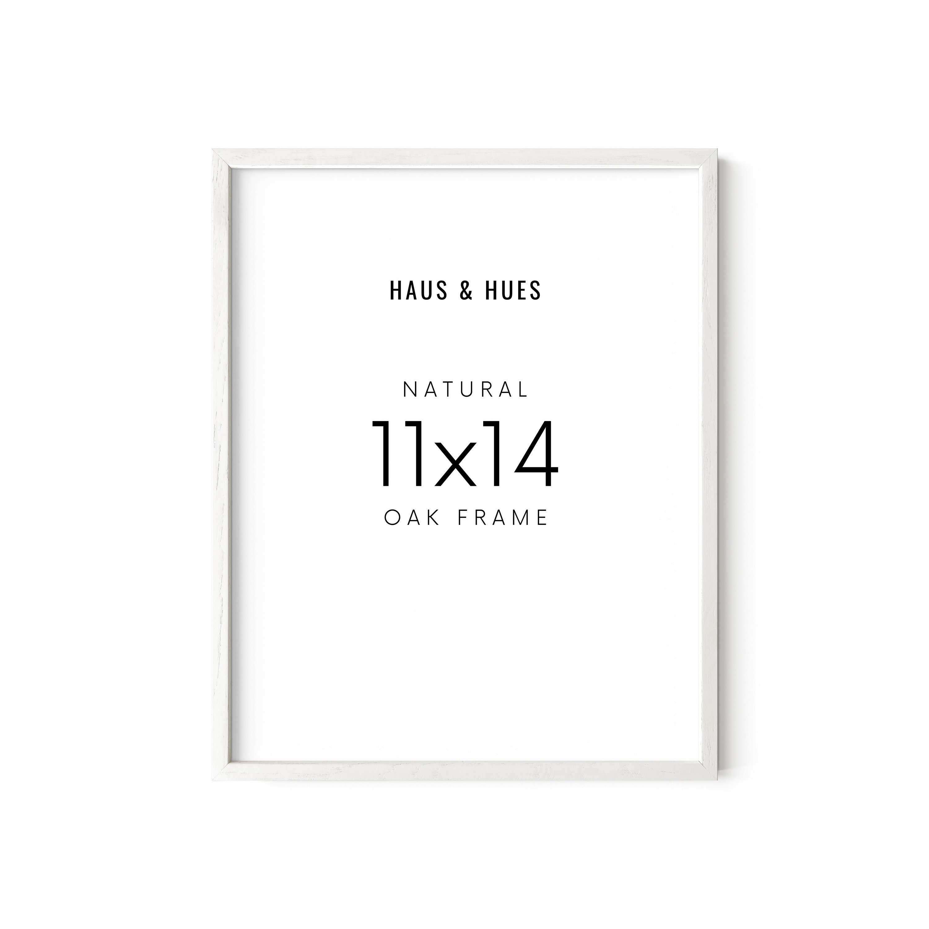Haus and Hues 11x14 White Picture Frame Set - White 11x14 Picture Frame Wood, Modern White Picture Frame 11x14 Wood  (White Oak Frame)