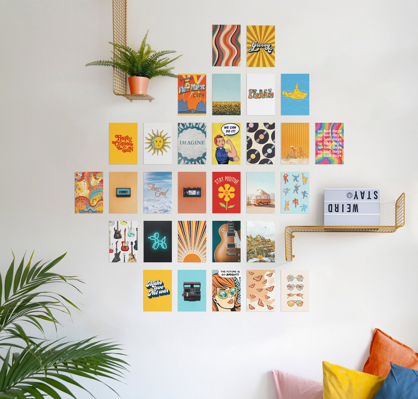 4"x6" Haus and Hues Aesthetic Wall Collage Kit for Teens - Hippie ...