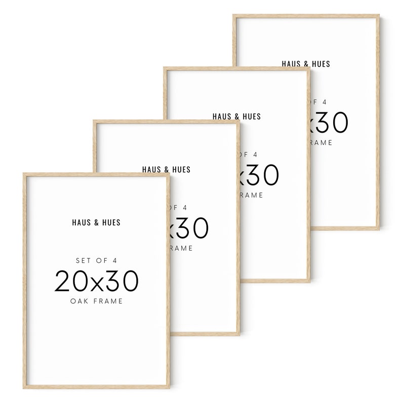 Natural Oak Wood 20x30 Picture Frame 20x30 Beige set of 4