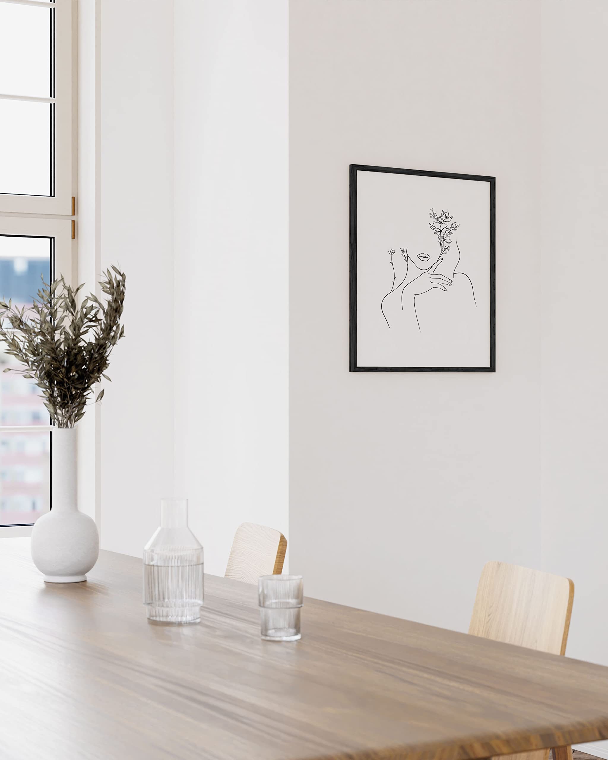 Minimalist Line Art Woman Print: Floral Silhouette Wall Decor - Etsy