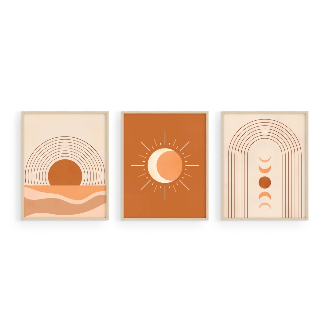 Mid Century Modern Art Print Set: Boho Terracotta Decor, Set of 3 - Etsy