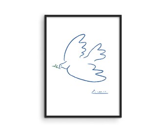 Dove of Peace Art Print Picasso Wall Art - by Haus and Hues | Pablo Picasso Line Drawings Prints Pablo Picasso Artwork 12"x16"