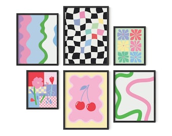 Haus and Hues Danish Pastel Posters - Set of 6 Pastel Pink Poster, Colorful Pastel Pictures for Wall, Cute Posters for Room Aesthetic
