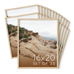 Haus and Hues 16x20 Natural Wood Frames for Posters, 16x20 Beige Frame Wood, 16x20 Poster Frames for Wall, 16x20 Frame Light Wood, Picture 16x20-Set 25 Beige