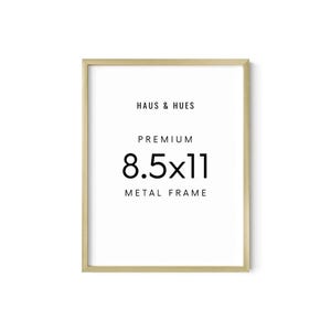 HAUS AND HUES 8.5x11 Gold Metal Picture Frames - Features Premium Aluminum, Vertical & Horizontal Hang, Shatterproof Plexiglass