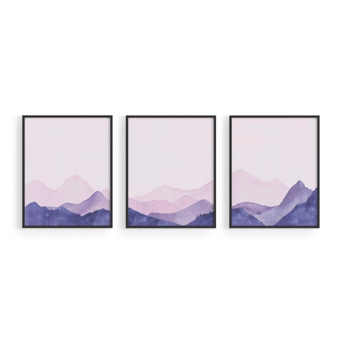 Purple and Pink Wall Art Abstract Canvas Print Living Room Etsy