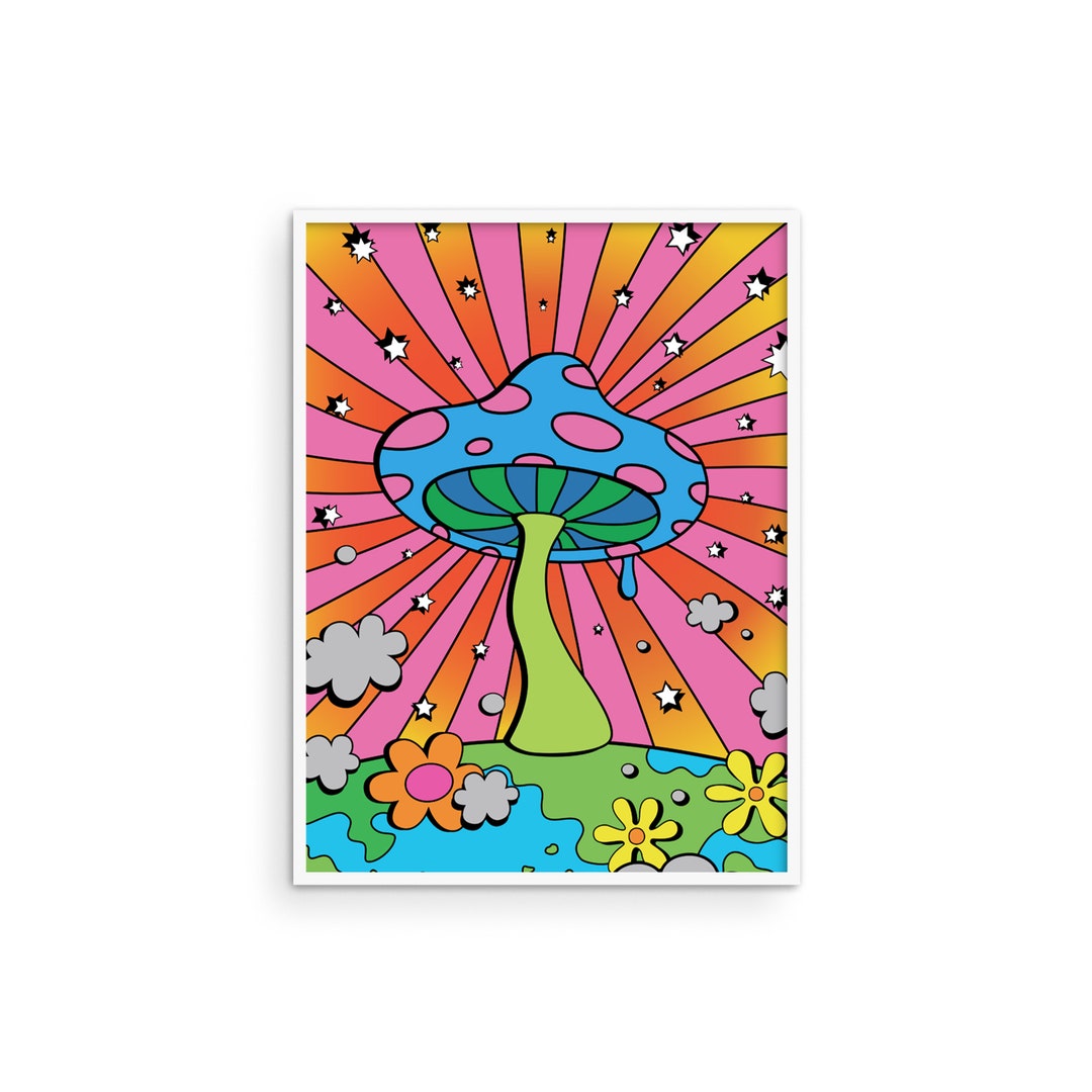 Trippy Mushroom Poster: Psychedelic Indie Art Print - Etsy