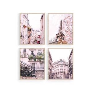 Haus and Hues Pink Paris Wall Decor - Set of 4 Paris Wall Art, Paris Decor for Bedroom | Paris Decor for Bedroom for Girls