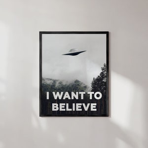 Haus and Hues The X Files I Want To Believe Poster I Want To Believe Posters X Files UFO Posters for Room Aesthetic Trippy Posters image 4