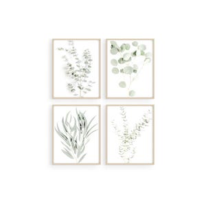 Botanical Wall Art Prints: Eucalyptus Leaf Decor Set (8"x10" UNFRAMED)
