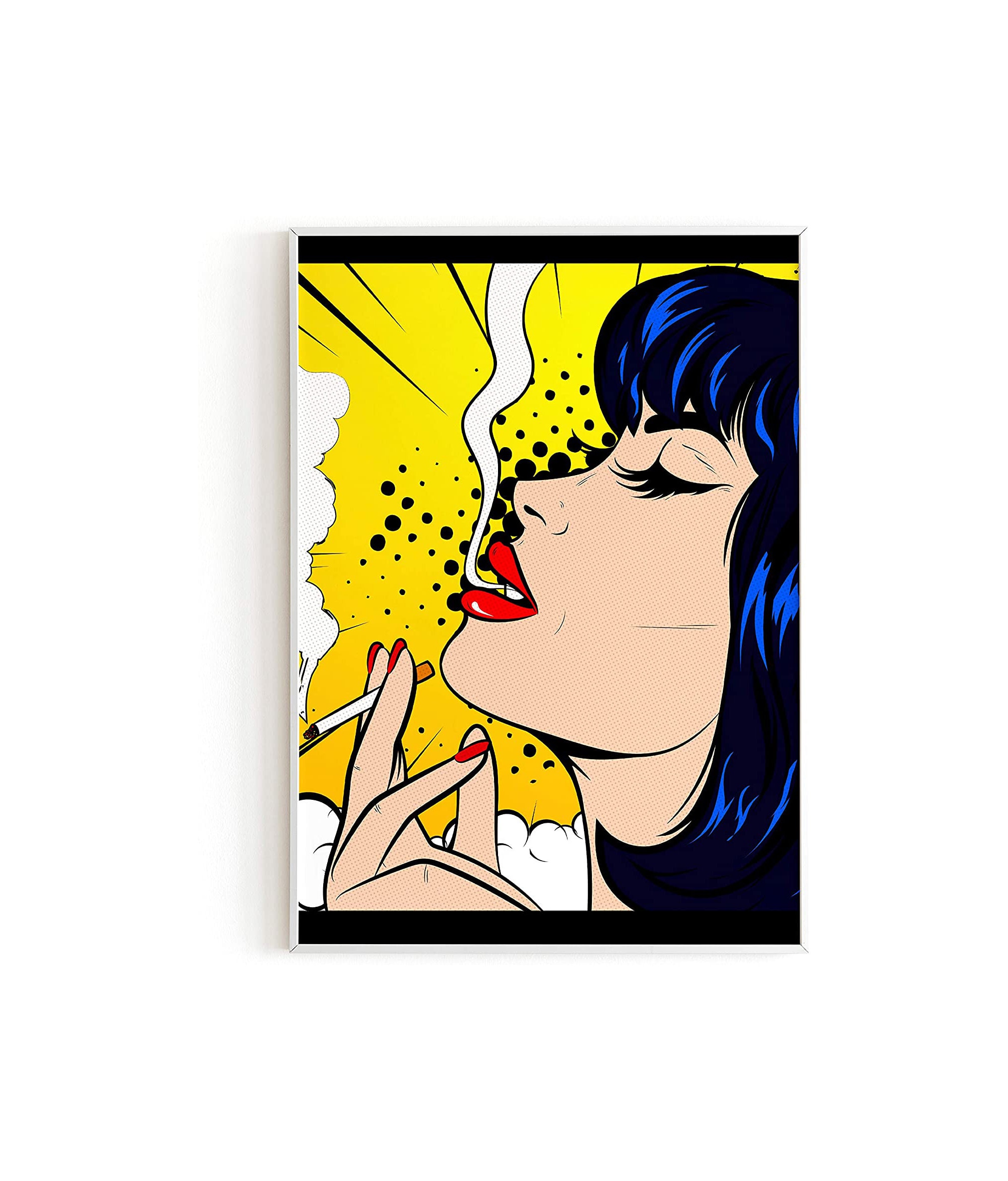 Roll Lick Smoke Blunt Poster, Comic Pop Art Style, Marijuana Weed Smoking  Stoner