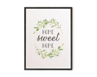 Home Sweet Home Sign: Farmhouse Wall Art with Oak Frame