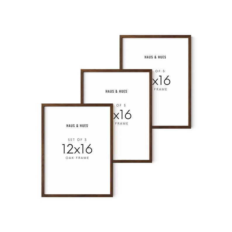 Haus and Hues Walnut Natural Wood Frame Set - 12x16 Picture Frames for Wall, Frame for 12x16 Print, Wall Picture Frames 12x16 Family Picture
