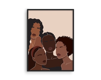 Black Women Art Print: Femininity Collage, Diverse Styles