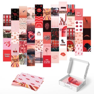 4 x 6 Red Aesthetic Posters for Wall Collage Aesthetic Wall Collage Kit Prints Aesthetic Pictures for Wall Collage Red Set of 50