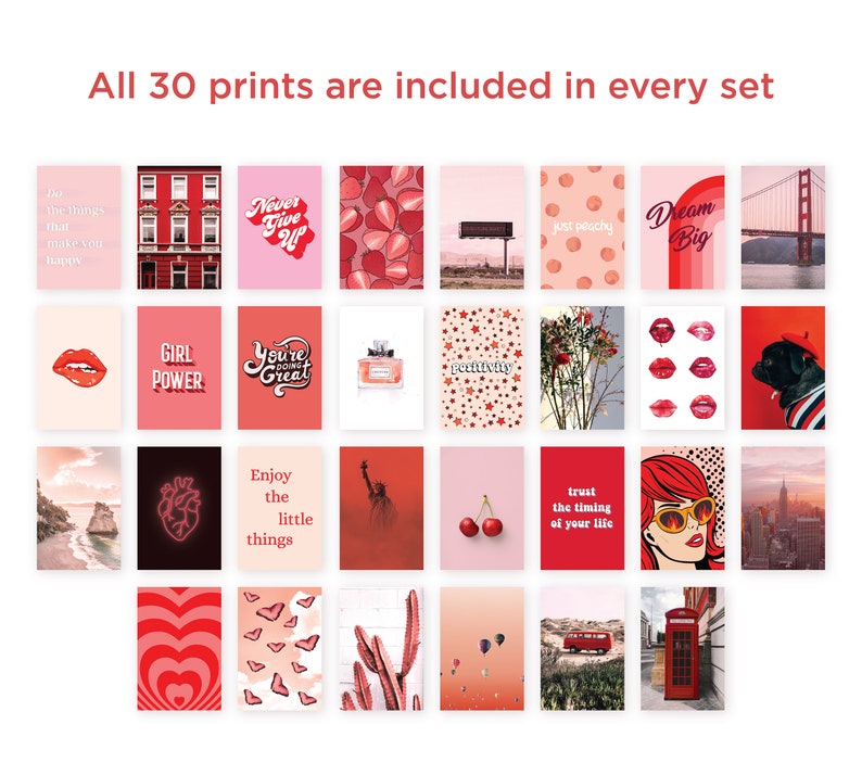 4 x 6 Red Aesthetic Posters for Wall Collage Aesthetic Wall Collage Kit Prints Aesthetic Pictures for Wall Collage image 6