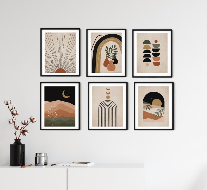 Haus and Hues Mid Century Modern Wall Art Set of 6 Boho Etsy