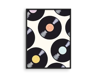 Vintage Vinyl Record Poster: Retro Music Room Wall Art